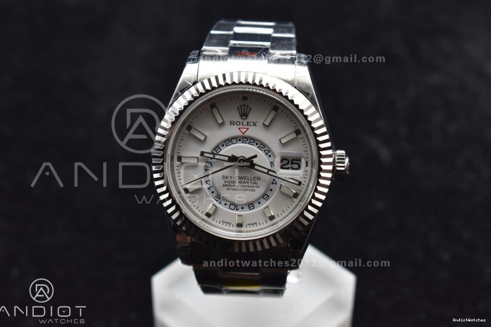 Best A23J Effortless Bracelet 1114 SS Skydweller White Edition Dial SS Oyster Noob on 0321